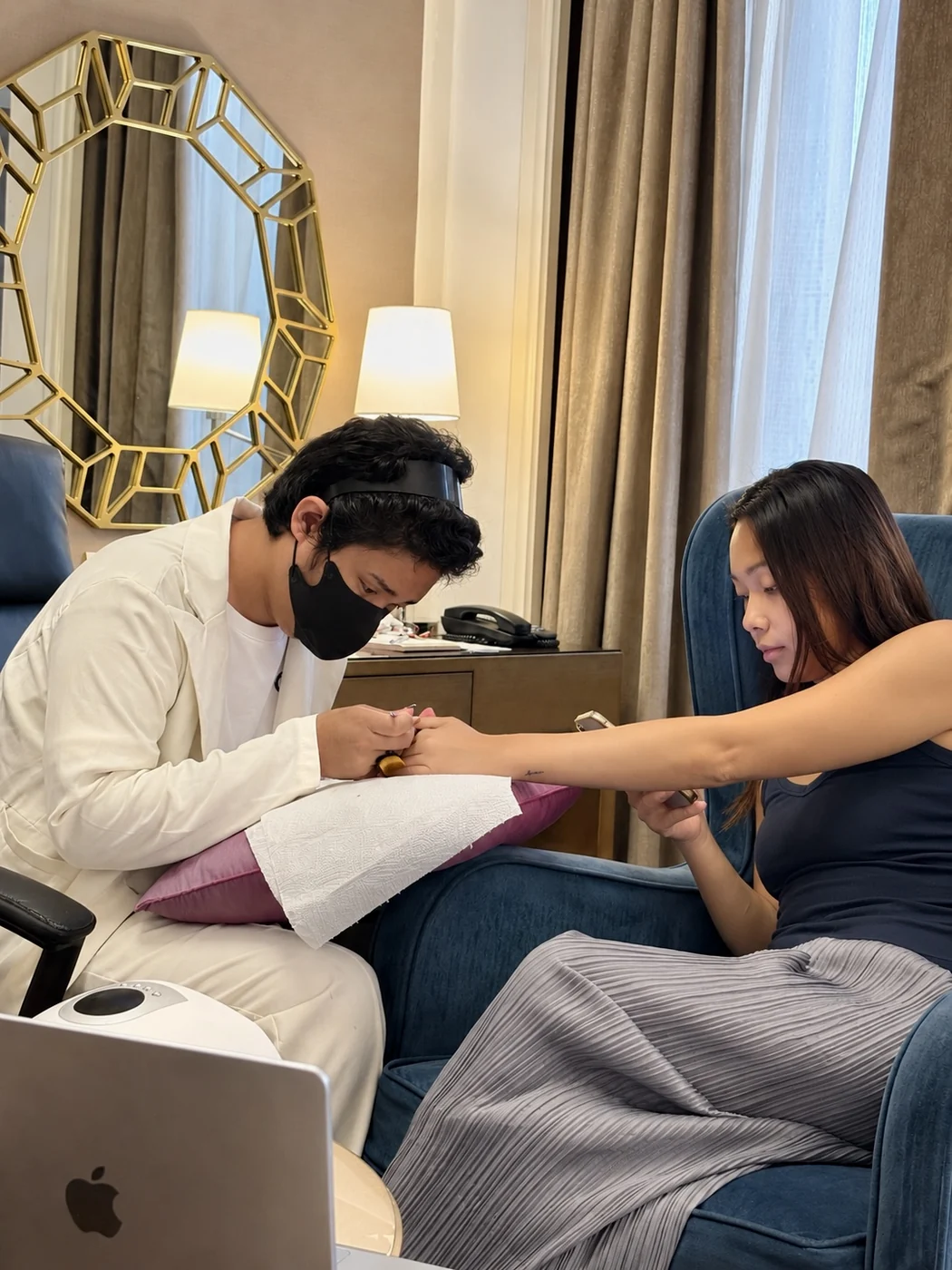 AyuriNails Beauty Lounge hotel manicure service in a Makati hotel suite